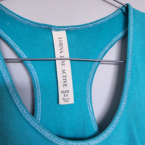 Lorna Jane Active Muscle Tank Aqua Blue Green Singlet. Never Never Never Give Up - Picture 4 of 6